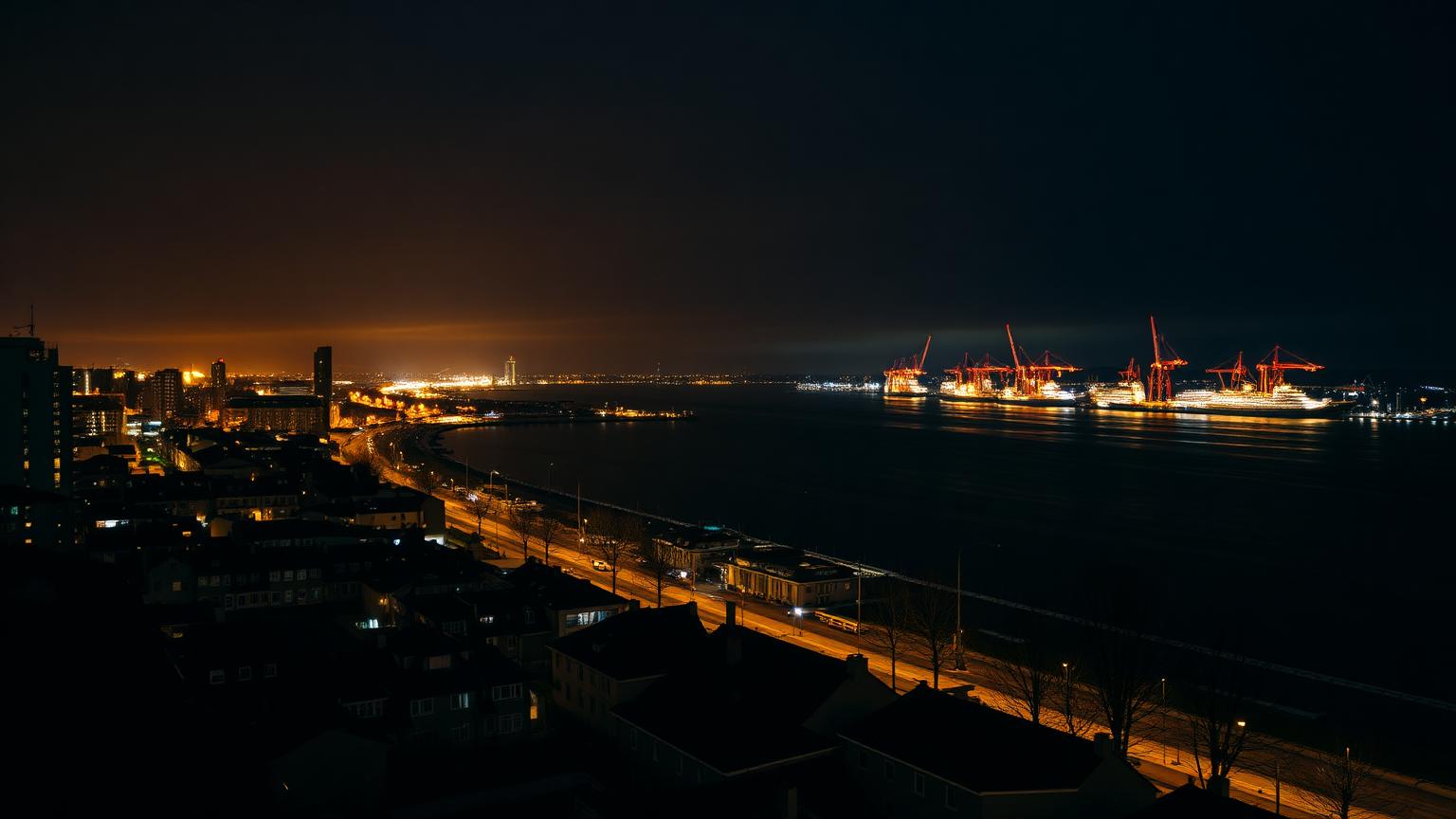 Limuzyny w Szczecinie — panorama Szczecin nocą