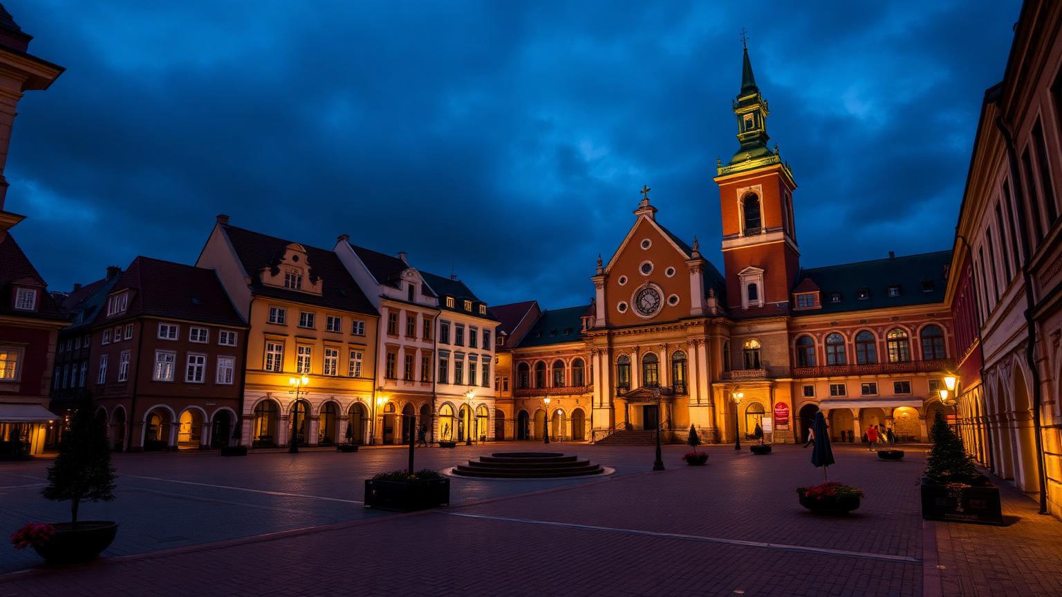 Limuzyny w Zamośćie — panorama Zamość nocą
